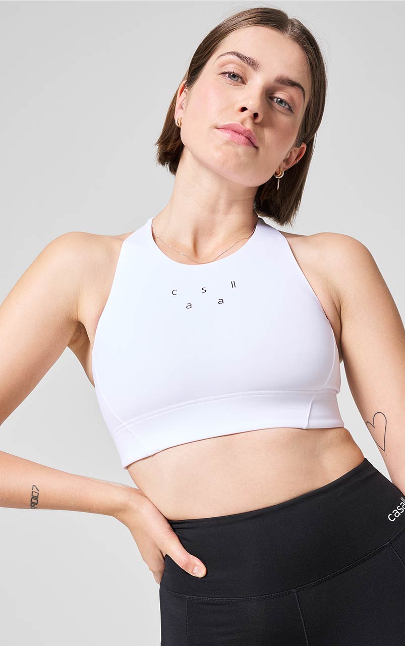 Iconic Longline Sports Bra White, AB - 19WA48881_2