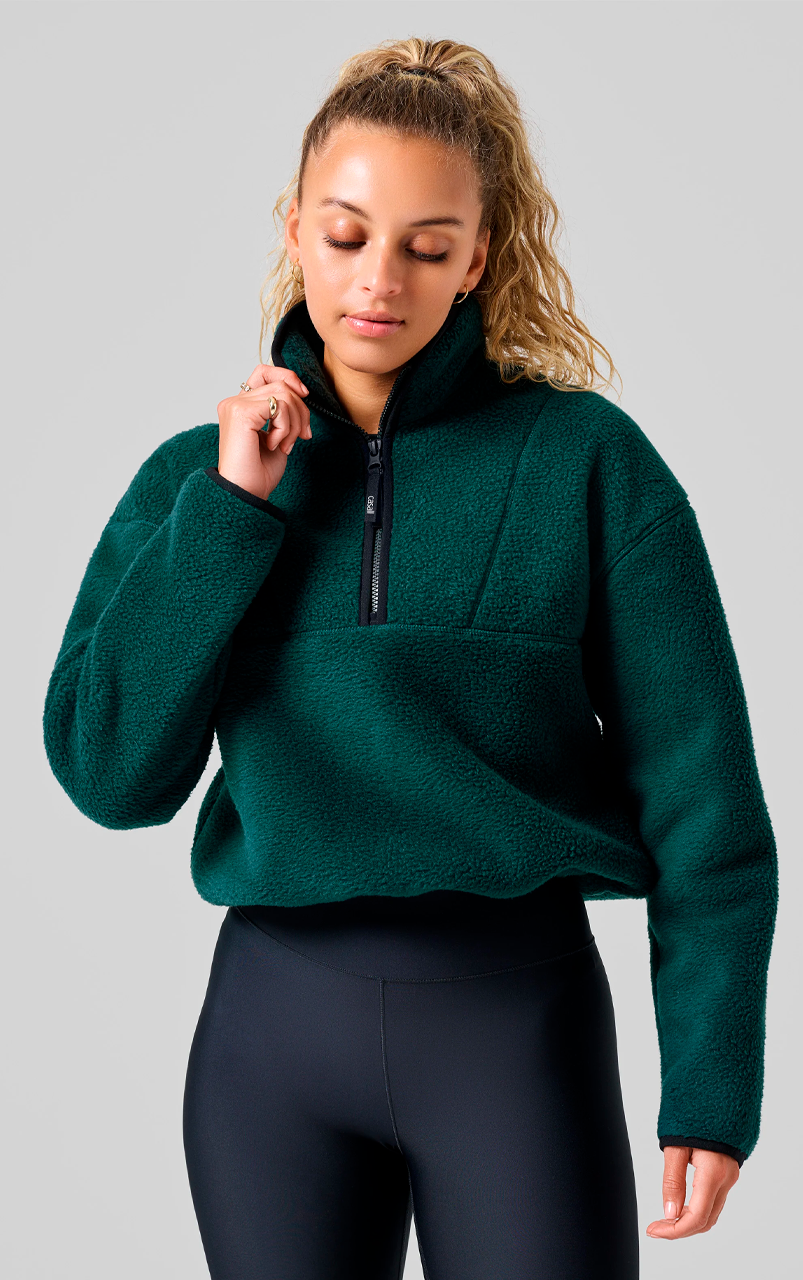 Pile Half Zip Dark Pine - 19WA51080_1