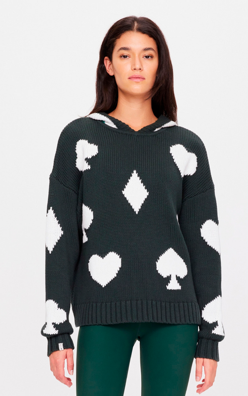 ACE OF HEARTS ABBEY KNIT HOOD PINE